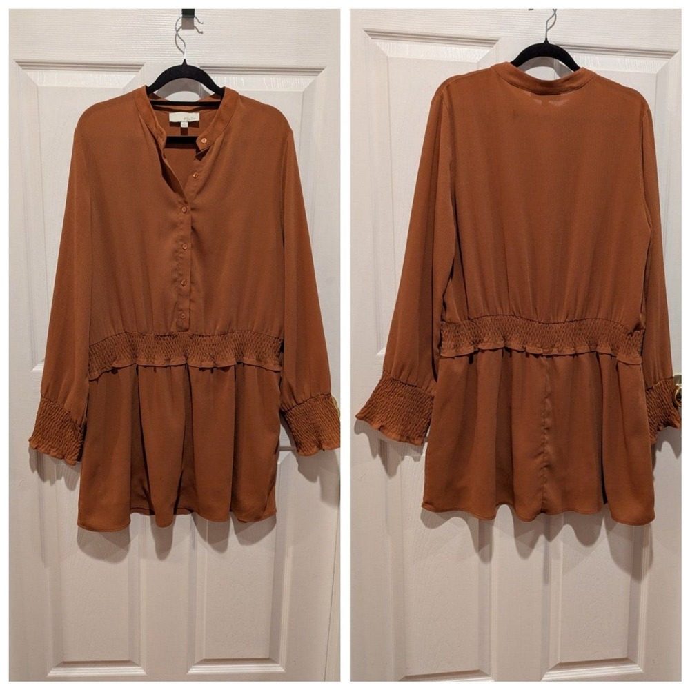 Boho Festival Western Rust Flare LS Romper Pinch Size Large Earthy Hippie